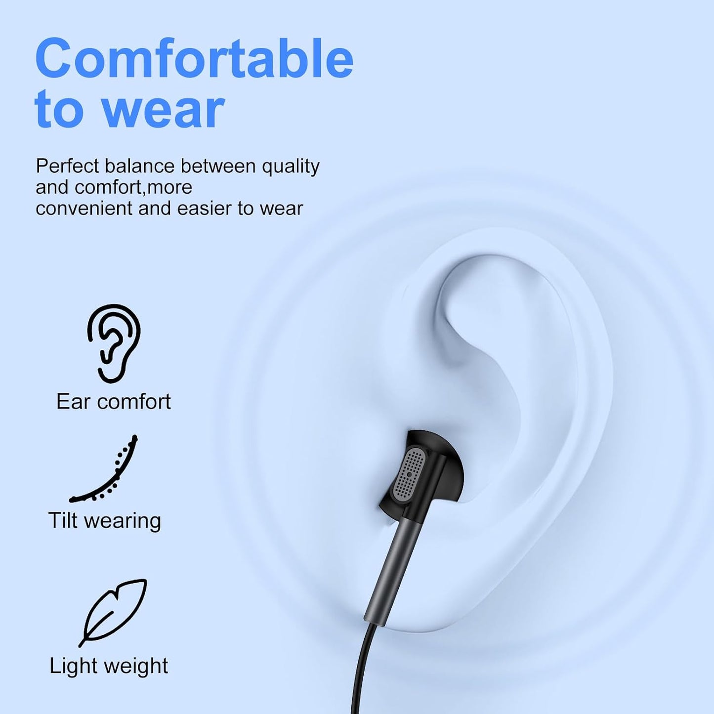 TYPE-C Earphones  USB-C Earbuds  Headphones w Mic Headset Earpieces  - ONXW202 2552-5