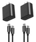 2 Pack 45W Fast Home Charger PD Type-C 2 Pack 6ft USB-C Cable Quick Power Adapter  - ONXW190 2539-1