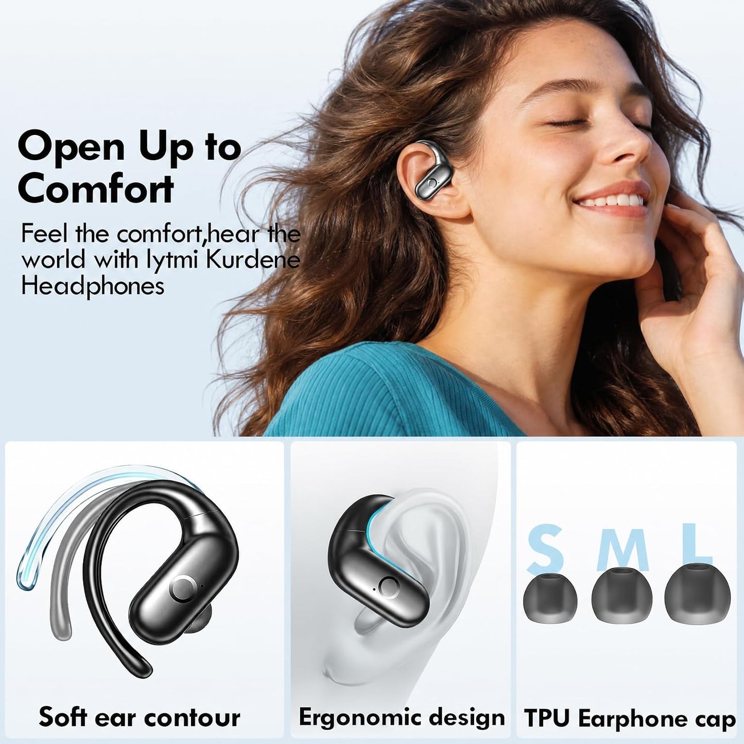 Wireless Ear-hook Earphones  Bluetooth Earbuds Over the Ear Headphones True Stereo Charging Case Hands-free Mic  - ONXW142 2491-5