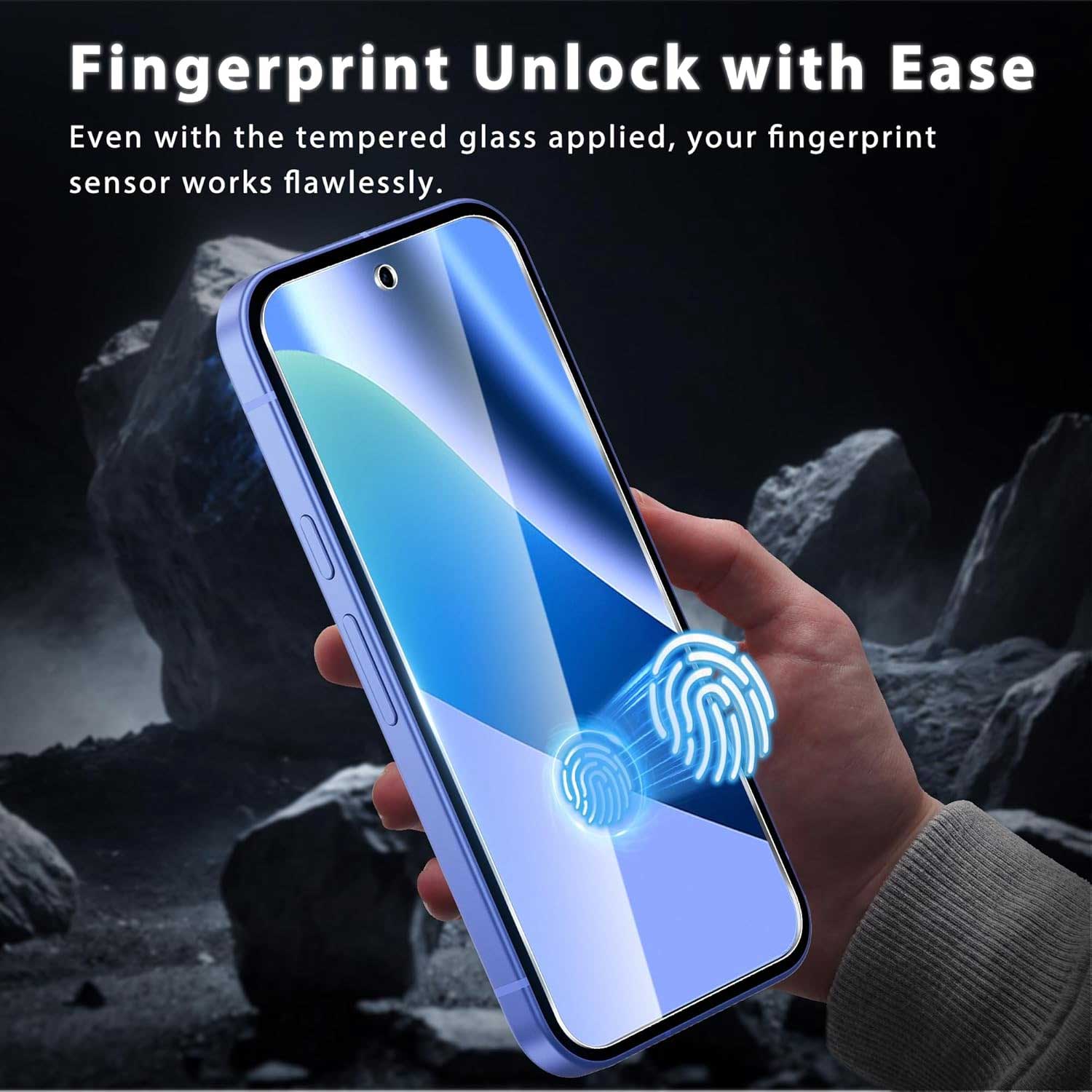 2 Pack Screen Protector Tempered Glass HD Clear Full Cover (Fingerprint Unlock) 9H Hardness  - ON2SP74 2312-3