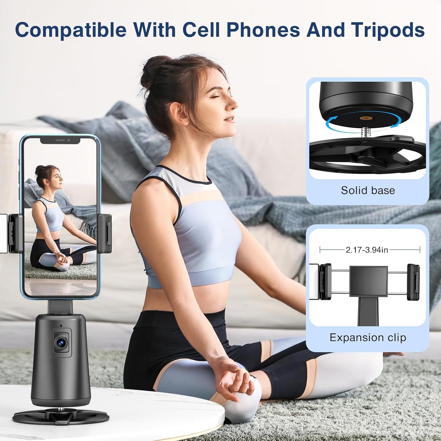 Auto Face Tracking Holder Tripod 360-degree Rotating Photo Stand Remote Shutter Gesture Control Smart Camera Shooting  - ONXW126 2474-5