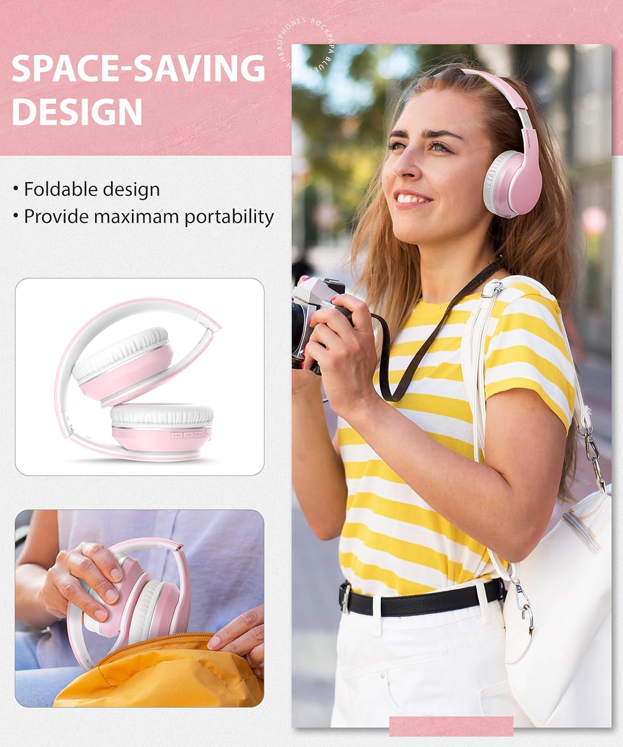 Wireless Headphones Foldable Headset w Mic Earphones Earbuds  - ONXW134 2483-6
