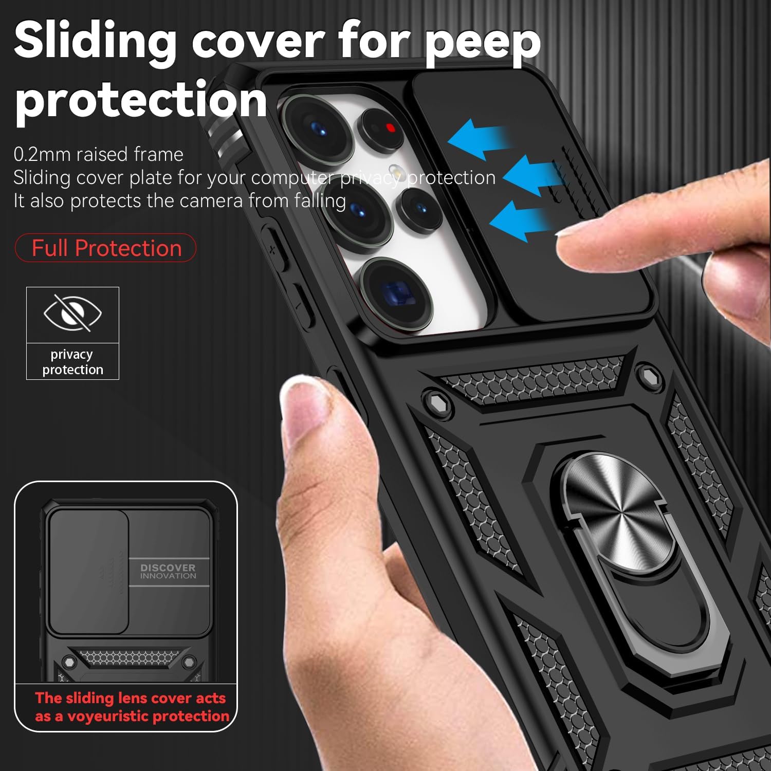  Hybrid Case Cover   Metal Ring   Lens Protects  Kickstand Shockproof Armor  - ONXW48 2384-4