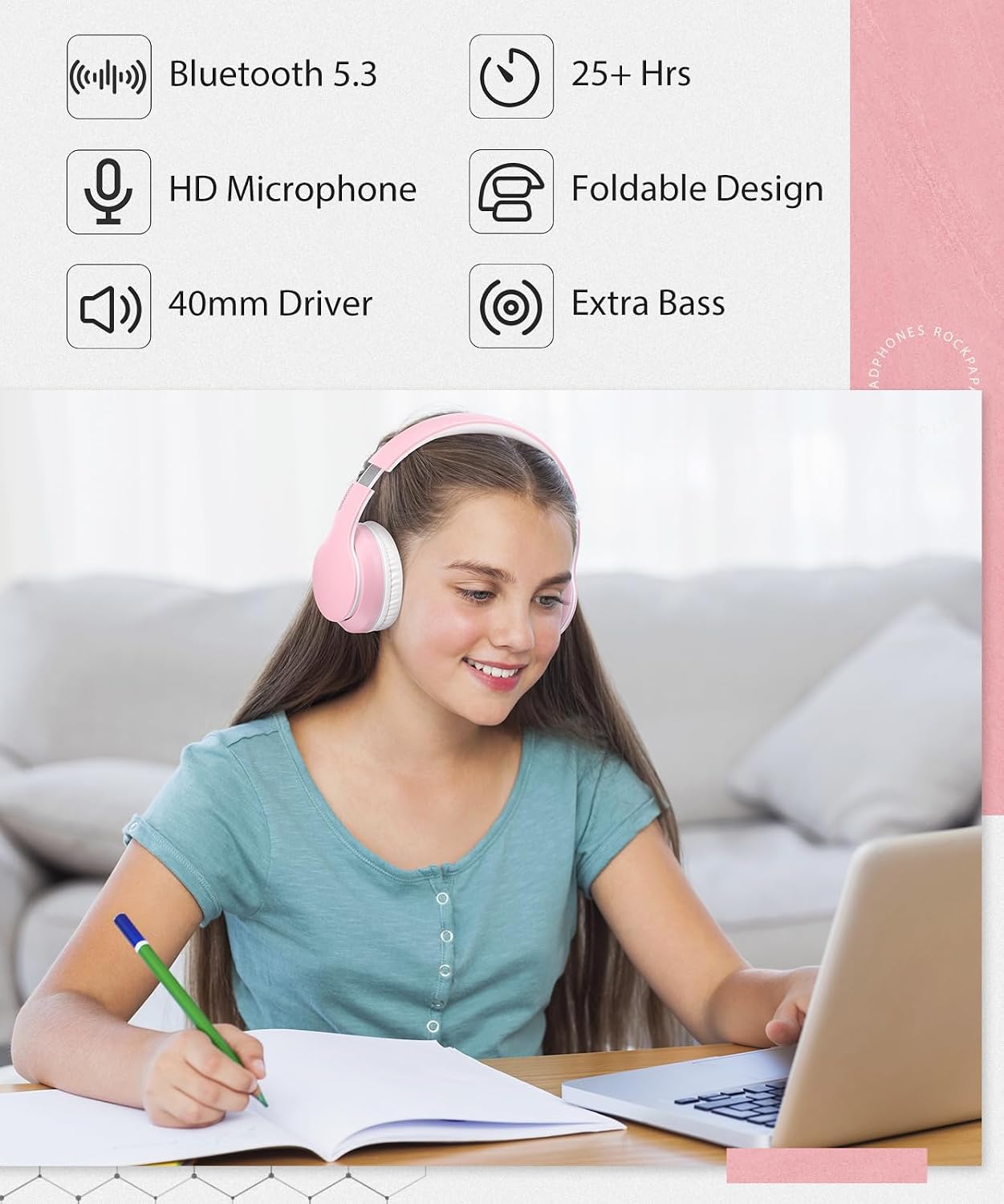 Wireless Headphones Foldable Headset w Mic Earphones Earbuds  - ONXW134 2483-4