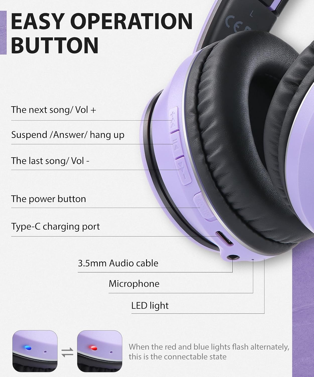 Wireless Headphones Foldable Headset w Mic Earphones Earbuds  - ONXW135 2484-3