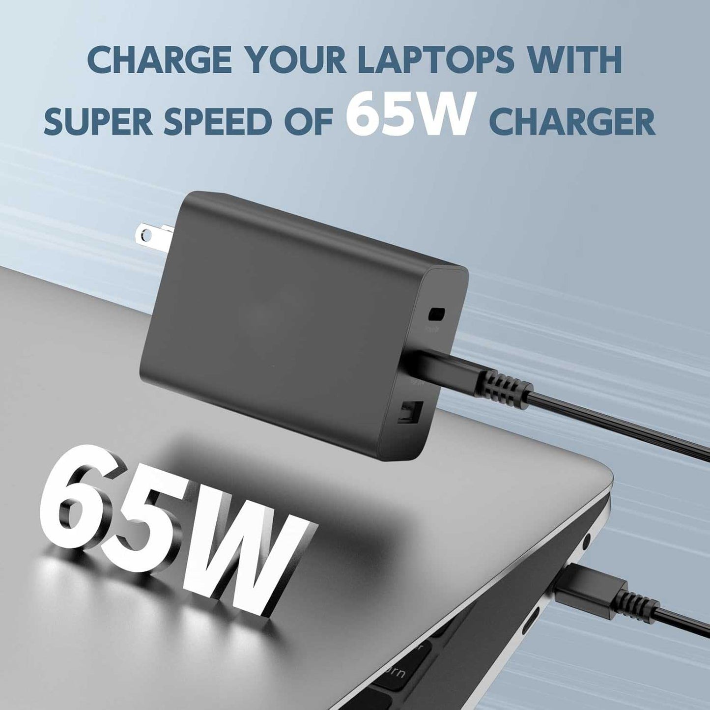 65W Fast Home Wall Charger PD USB-C 6ft Long Cable Type-C Power Cord QC3.0 Adapter 3-Port  - ONL31 2286-2