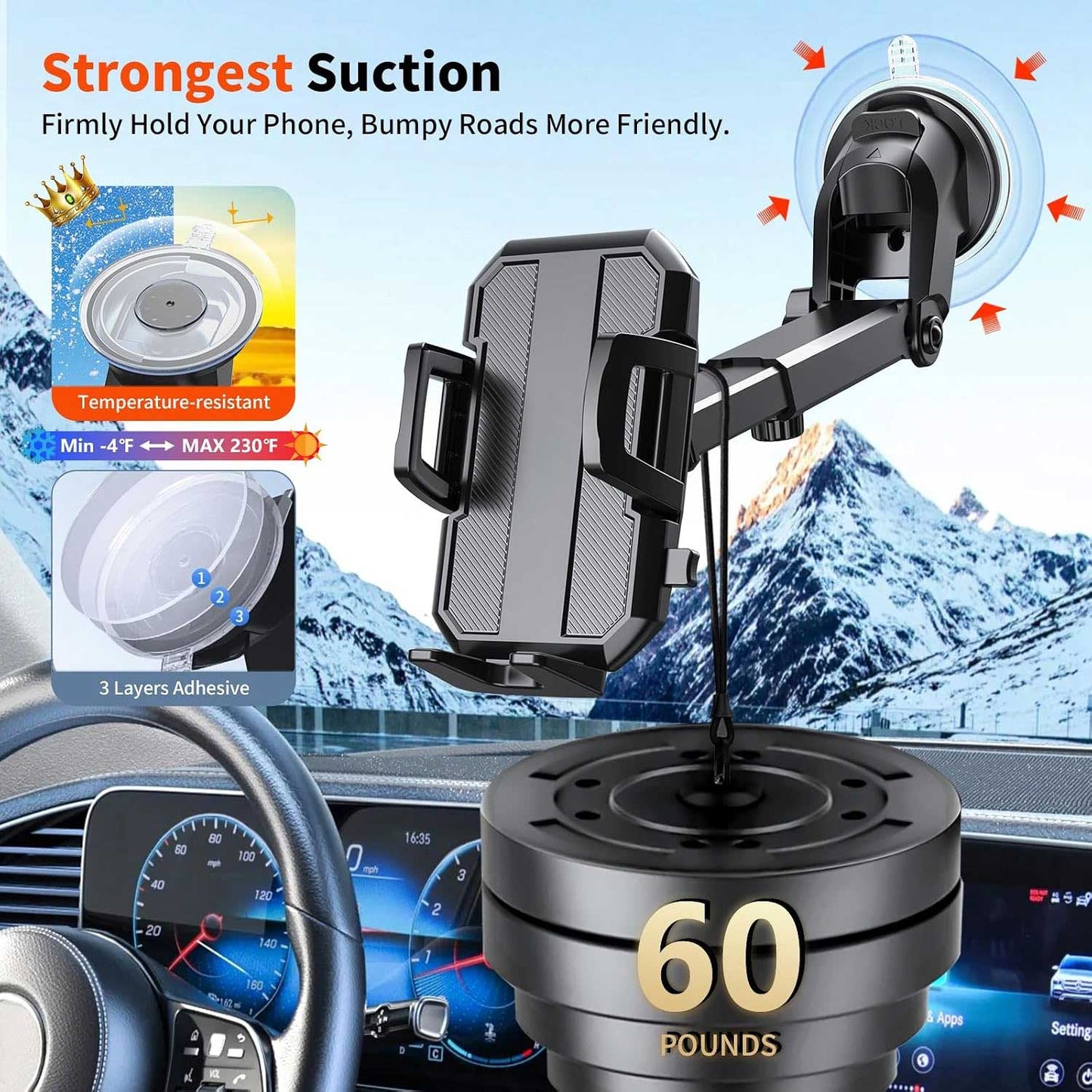 Car Mount Windshield Air Vent Phone Holder Glass Cradle Swivel Dock  - ONXW213 2563-5