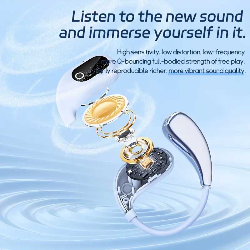 Wireless Ear-hook OWS Earphones  Bluetooth Earbuds Over the Ear Headphones  True Stereo Charging Case Hands-free Mic   - ONG30 2242-2