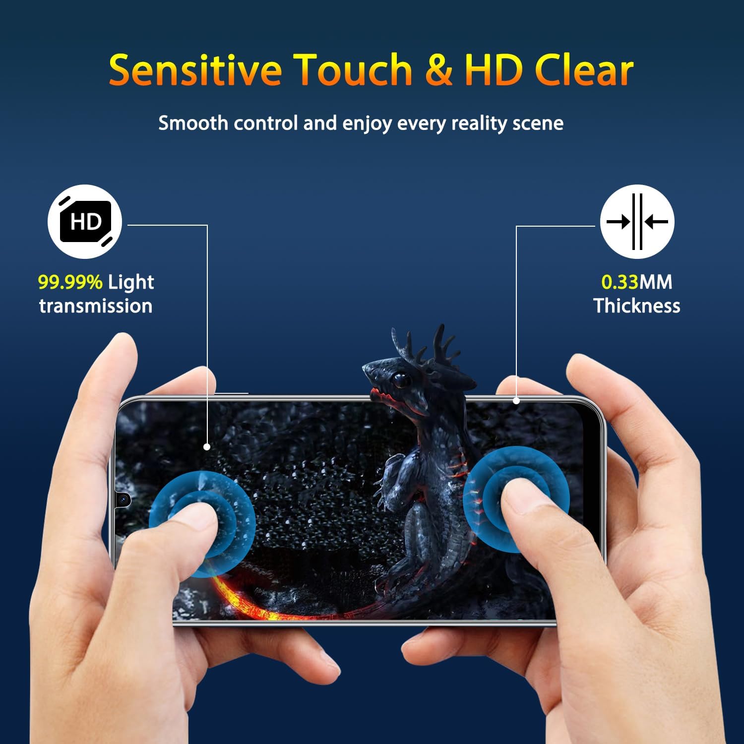2 Pack Screen Protector Tempered Glass HD Clear Full Cover (Fingerprint Unlock) 9H Hardness  - ON2SP21 2170-4