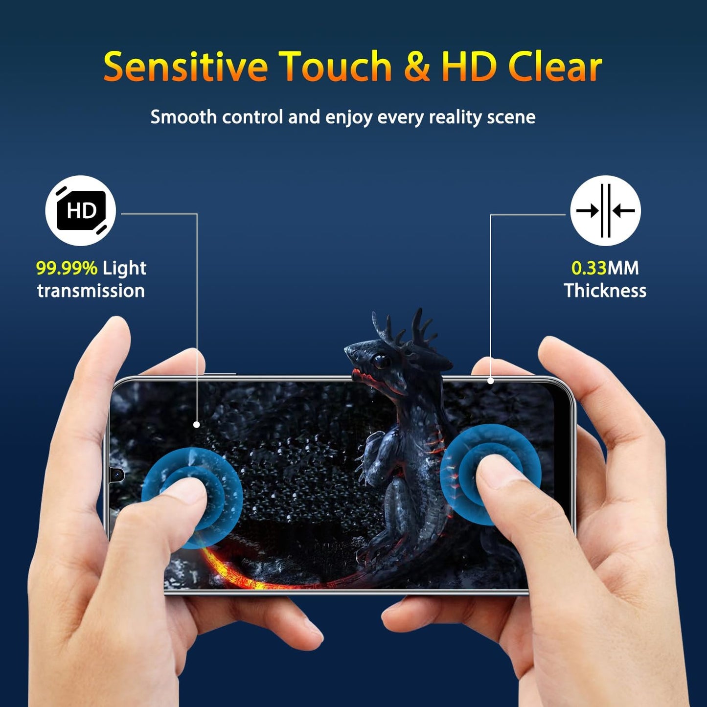 2 Pack Screen Protector Tempered Glass HD Clear Full Cover (Fingerprint Unlock) 9H Hardness  - ON2SP19 2168-5