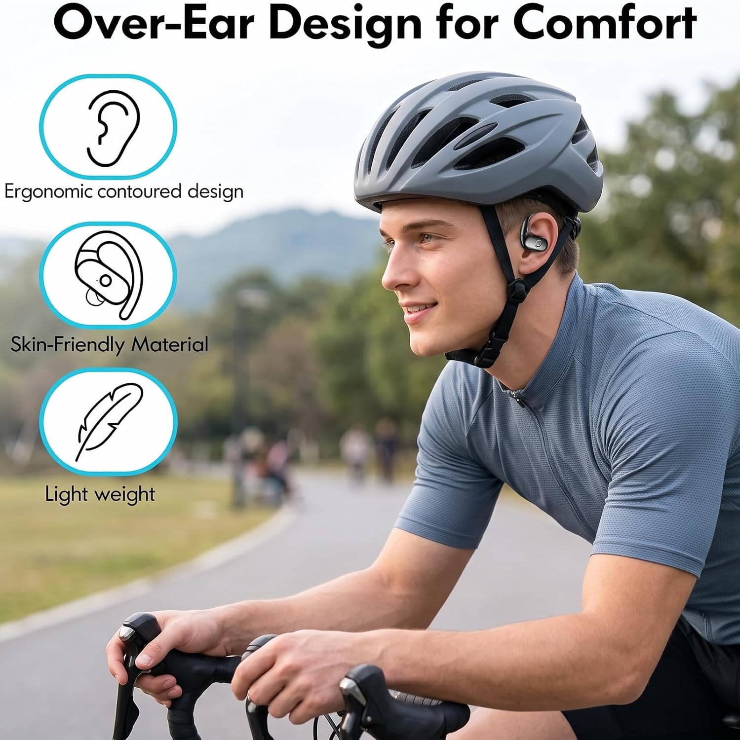 Wireless Ear-hook Earphones  Bluetooth Earbuds Over the Ear Headphones True Stereo Charging Case Hands-free Mic  - ONXW142 2491-3