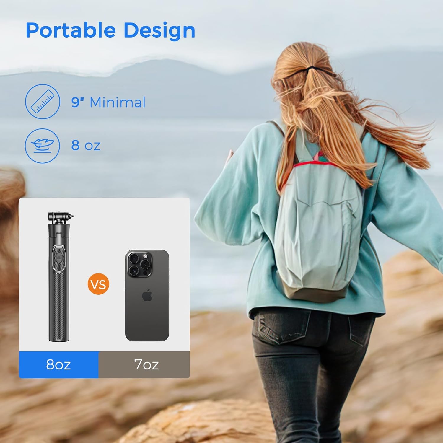 Selfie Stick  Wireless Built-in Tripod  Remote Shutter Stand Self-Portrait  - ONXW15 2351-5