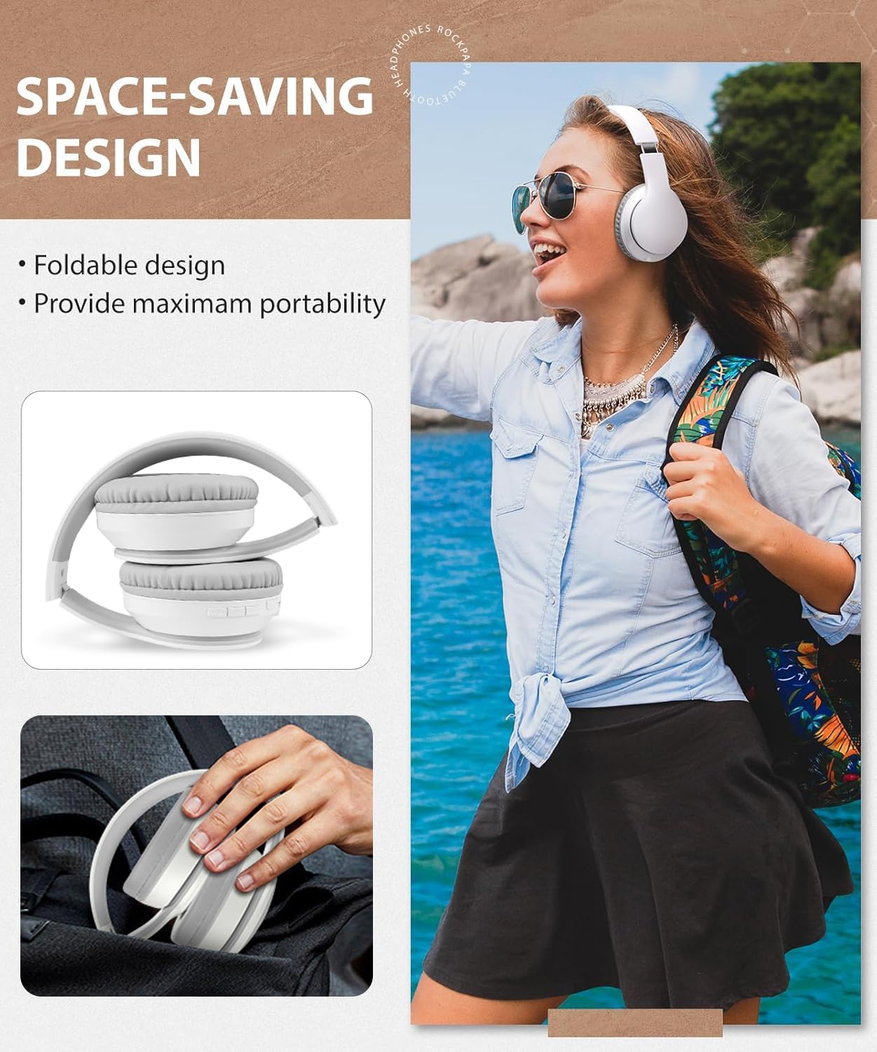 Wireless Headphones Foldable Headset w Mic Earphones Earbuds  - ONXW132 2481-4