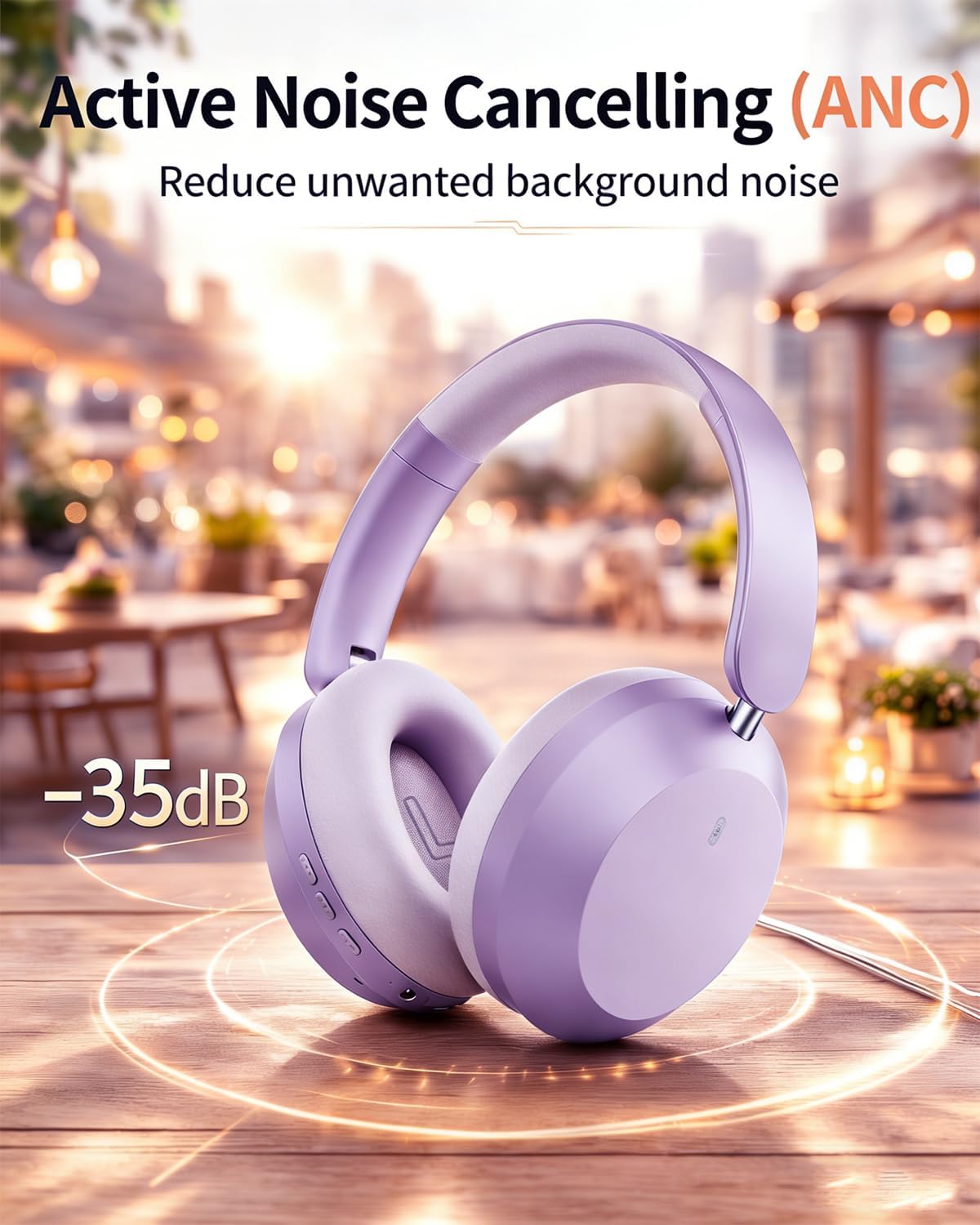 Purple Wireless Headphones  Foldable Headset w Mic Earphones Earbuds  - ONXW268 2629-2