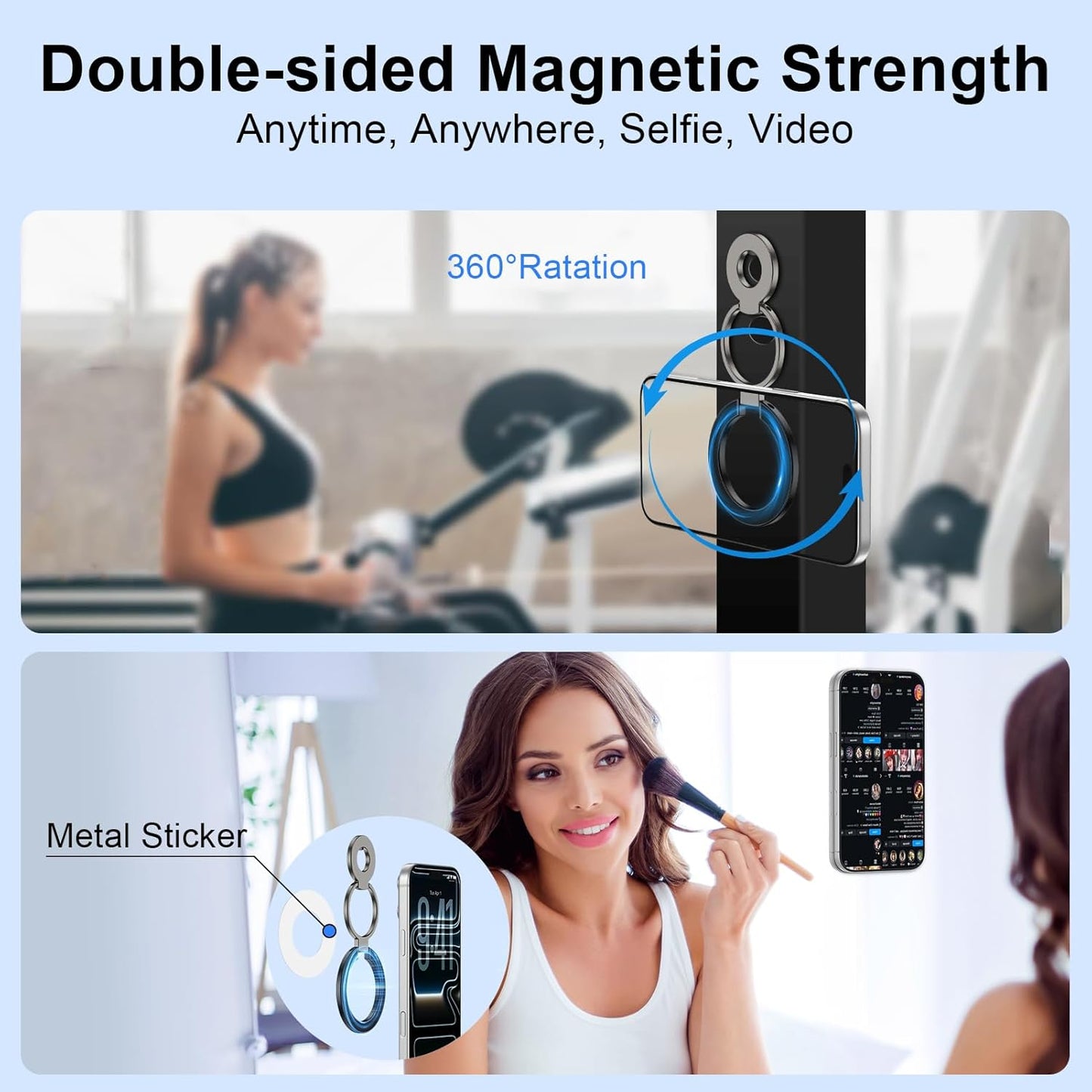 Metal Magnetic Ring Phone Holder  Kickstand Folding  Desk Stand Black  - ONXW215 2565-2