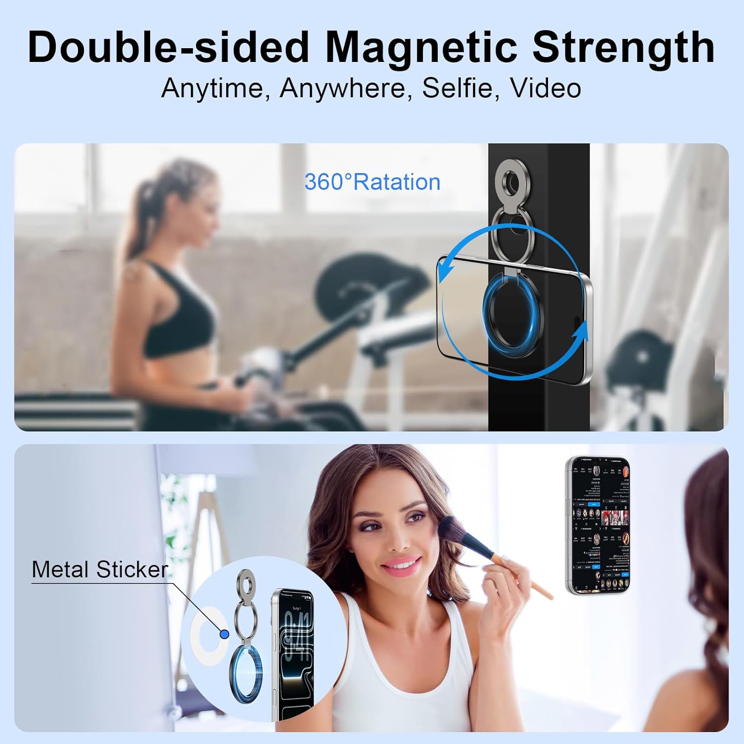 Metal Magnetic Ring Phone Holder  Kickstand Folding  Desk Stand Black  - ONXW215 2565-2