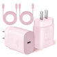  Pink 2 Pack 25W Fast Home Charger PD Type-C 6ft and10ft USB-C Cable Quick Power Adapter  - ONXW235 2591-1