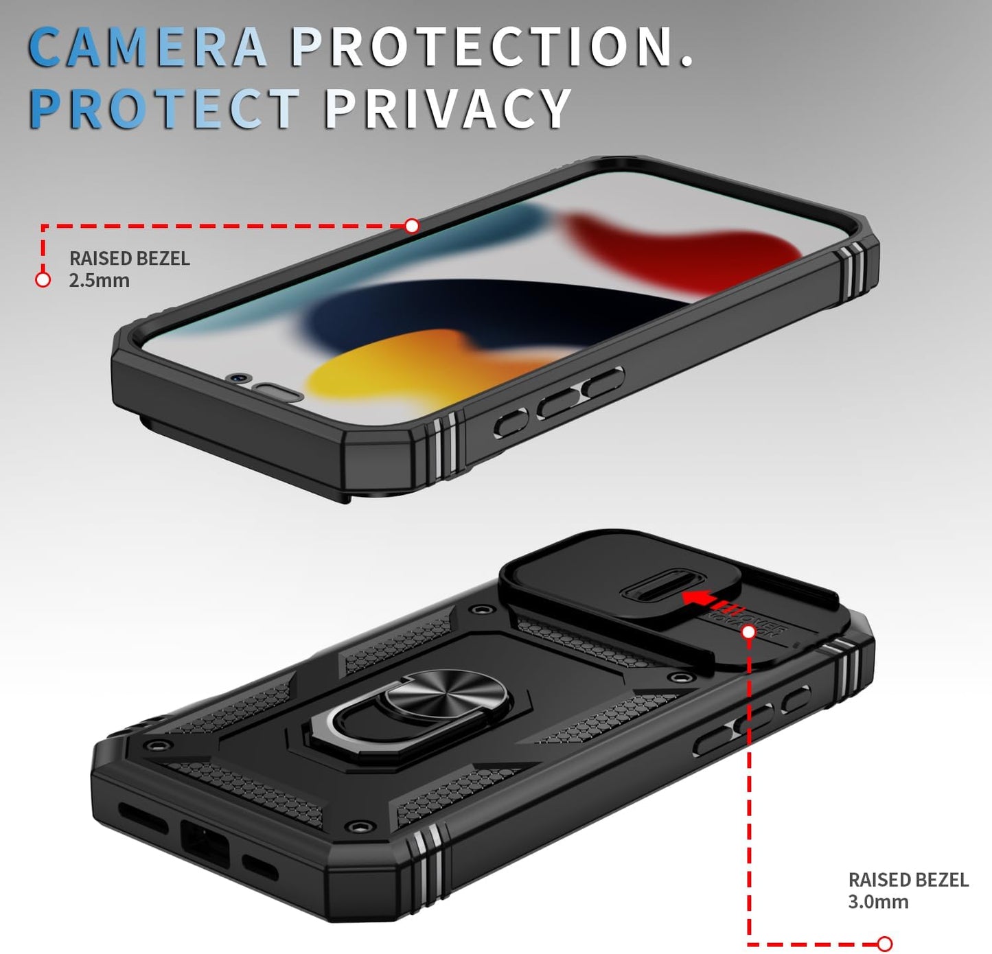 Hybrid Case Cover Metal Ring Lens Protects Kickstand Shockproof Armor  - ONXW110 2458-2