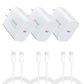 3 Pack 30 Fast Home Charger PD Type-C 3 Pack 6ft USB-C Cable Quick Power Adapter  - ONXW232 2588-1