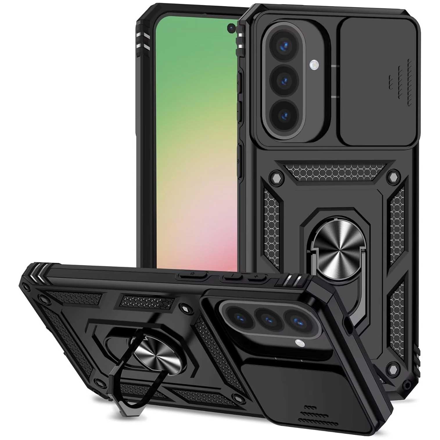 Hybrid Case Cover Metal Ring Lens Protects Kickstand Shockproof Armor  - ONXW80 2417-1