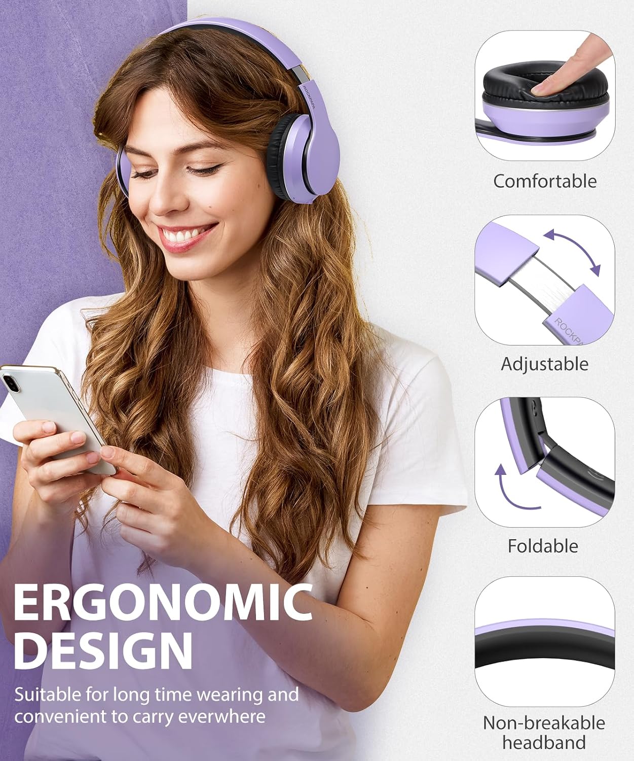 Wireless Headphones Foldable Headset w Mic Earphones Earbuds  - ONXW135 2484-2