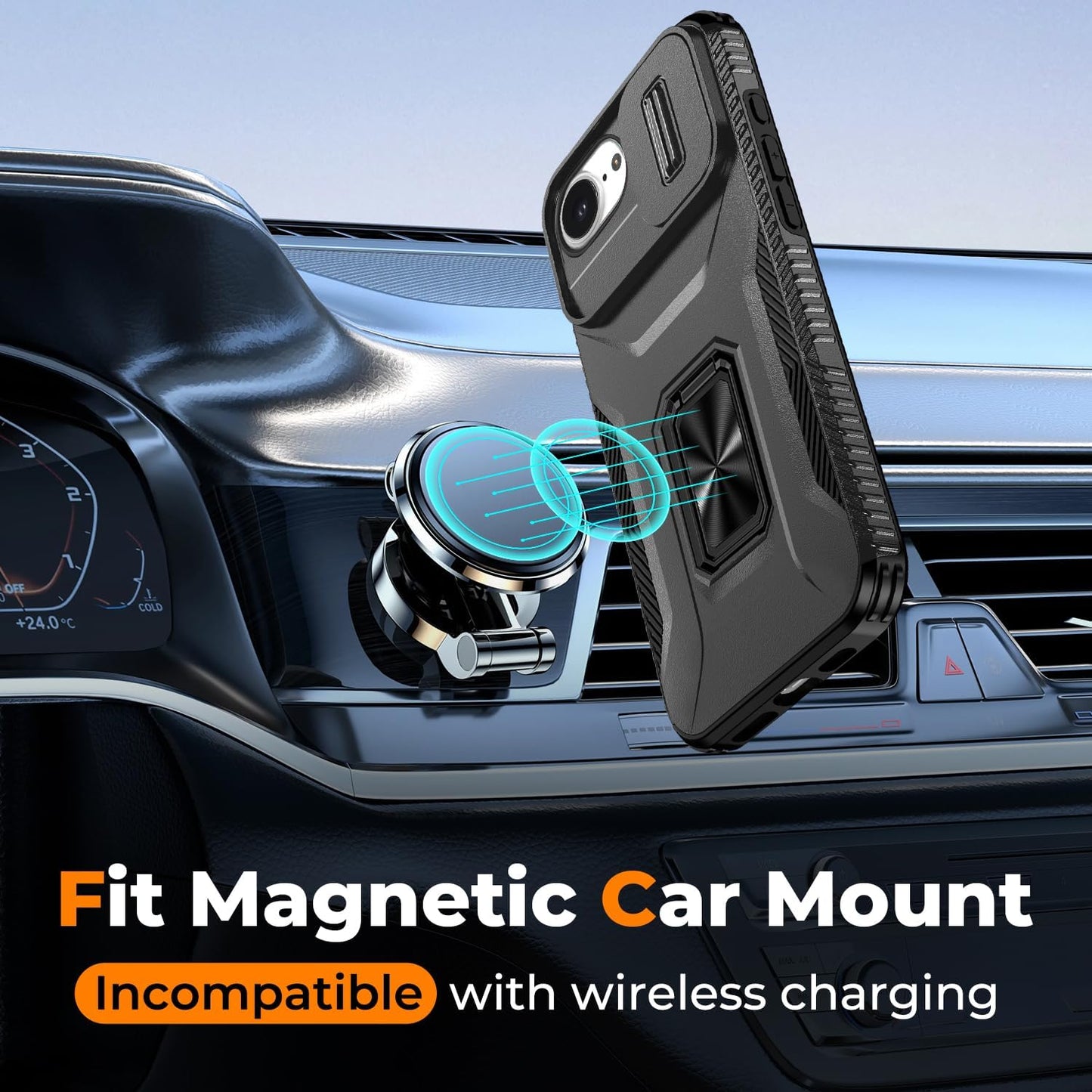 Hybrid Case Cover Metal Ring Lens Protects Kickstand Shockproof Armor  - ONXW111 2459-5