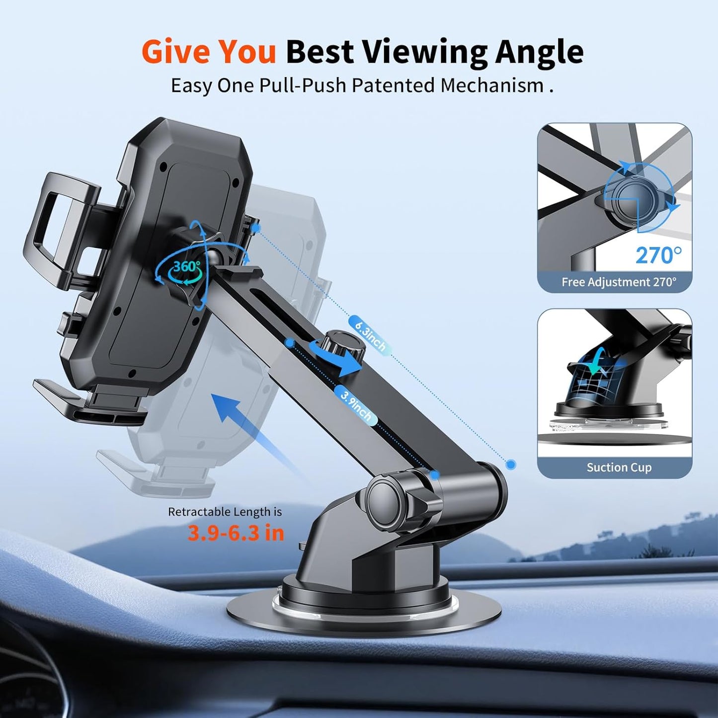 Car Mount Windshield Air Vent Phone Holder Glass Cradle Swivel Dock  - ONXW213 2563-2