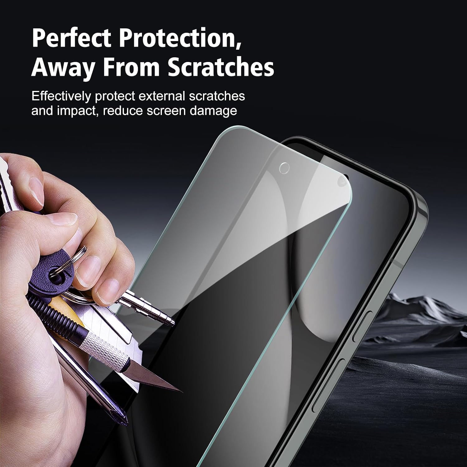 2 Pack Privacy Screen Protector Tempered Glass Anti-Spy Anti-Peep 9H Hardness 3D Edge  - ON2SP94 2455-5
