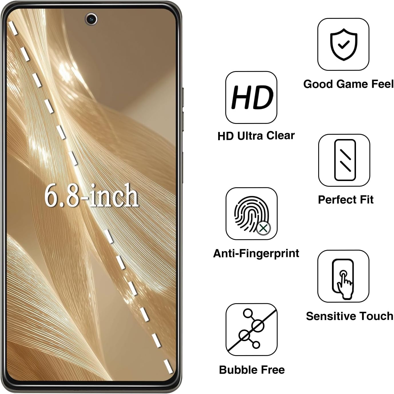 2 Pack Privacy Screen Protector Tempered Glass Anti-Spy Anti-Peep Case Friendly 9H Hardness  - ON2SP68 2302-2