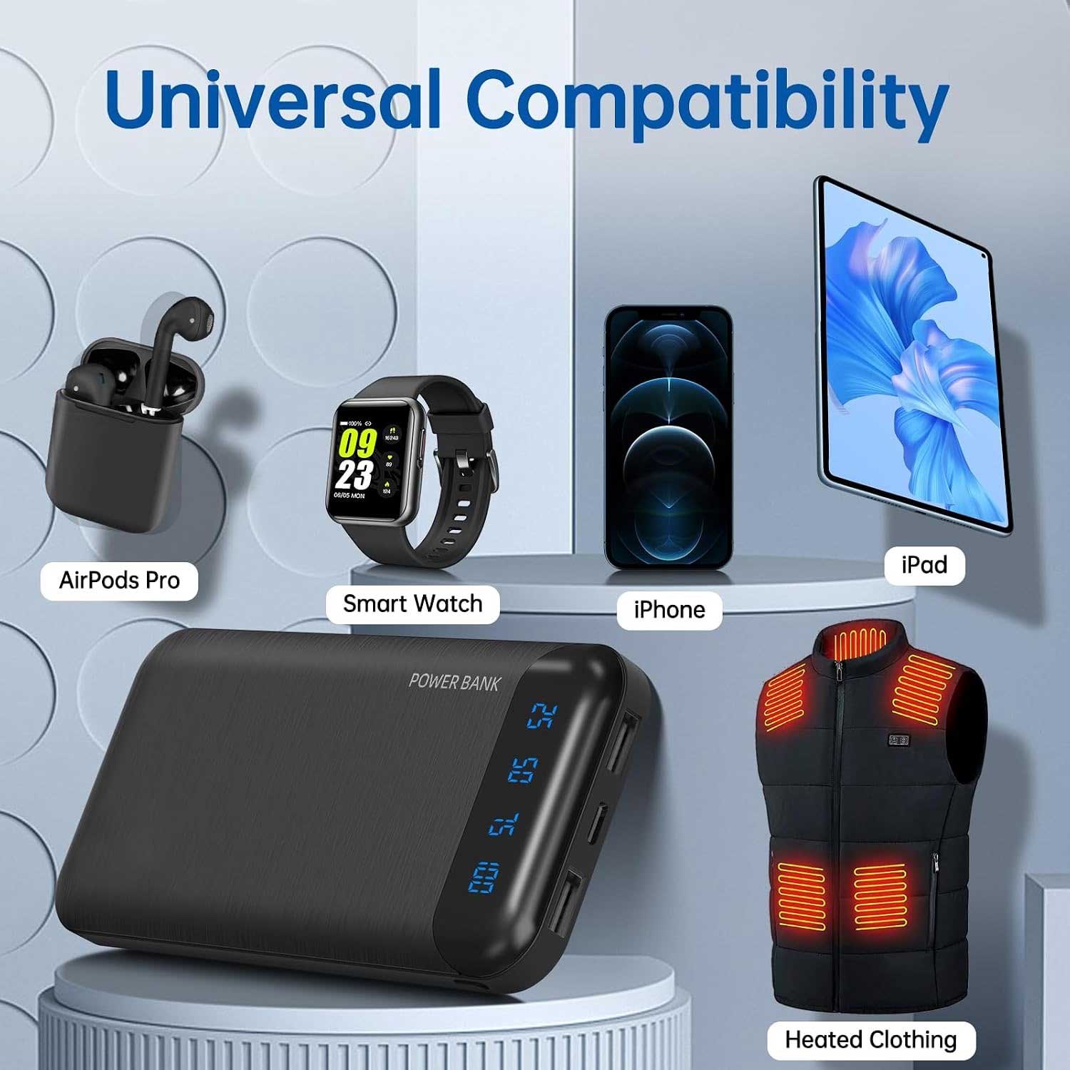 10000mAh Power Bank Fast Charge Backup Battery Portable Charger   LED Display   - ONXW13 2349-5
