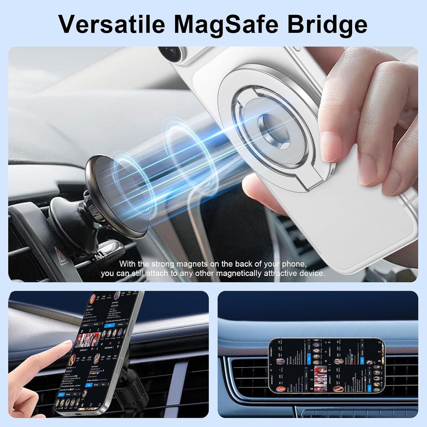Metal Magnetic Ring Phone Holder Kickstand Folding Desk Stand Silver Color  - ONXW220 2570-3
