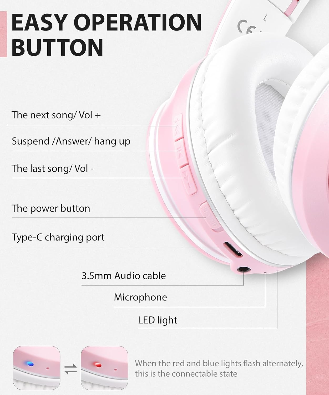 Wireless Headphones Foldable Headset w Mic Earphones Earbuds  - ONXW134 2483-3