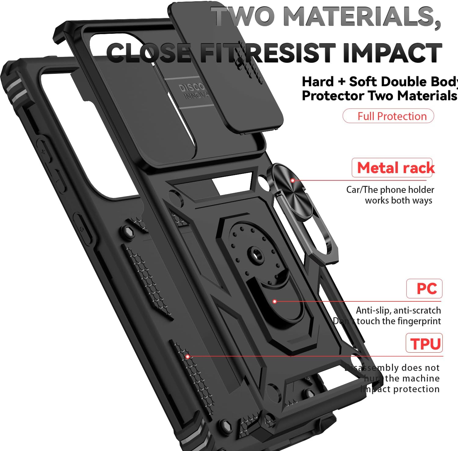 Hybrid Case Cover  Metal Ring  Lens Protects  Kickstand Shockproof Armor  - ONXW12 2348-8