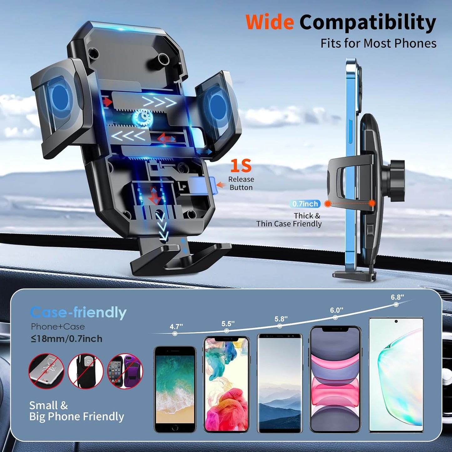 Car Mount Windshield Air Vent Phone Holder Glass Cradle Swivel Dock  - ONXW213 2563-6