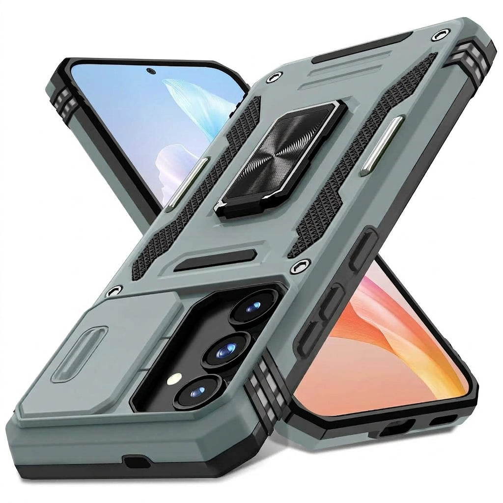 Grey Hybrid Case Cover Metal Ring  Lens Protects Kickstand Shockproof Armor  - ONXW284 2648-1