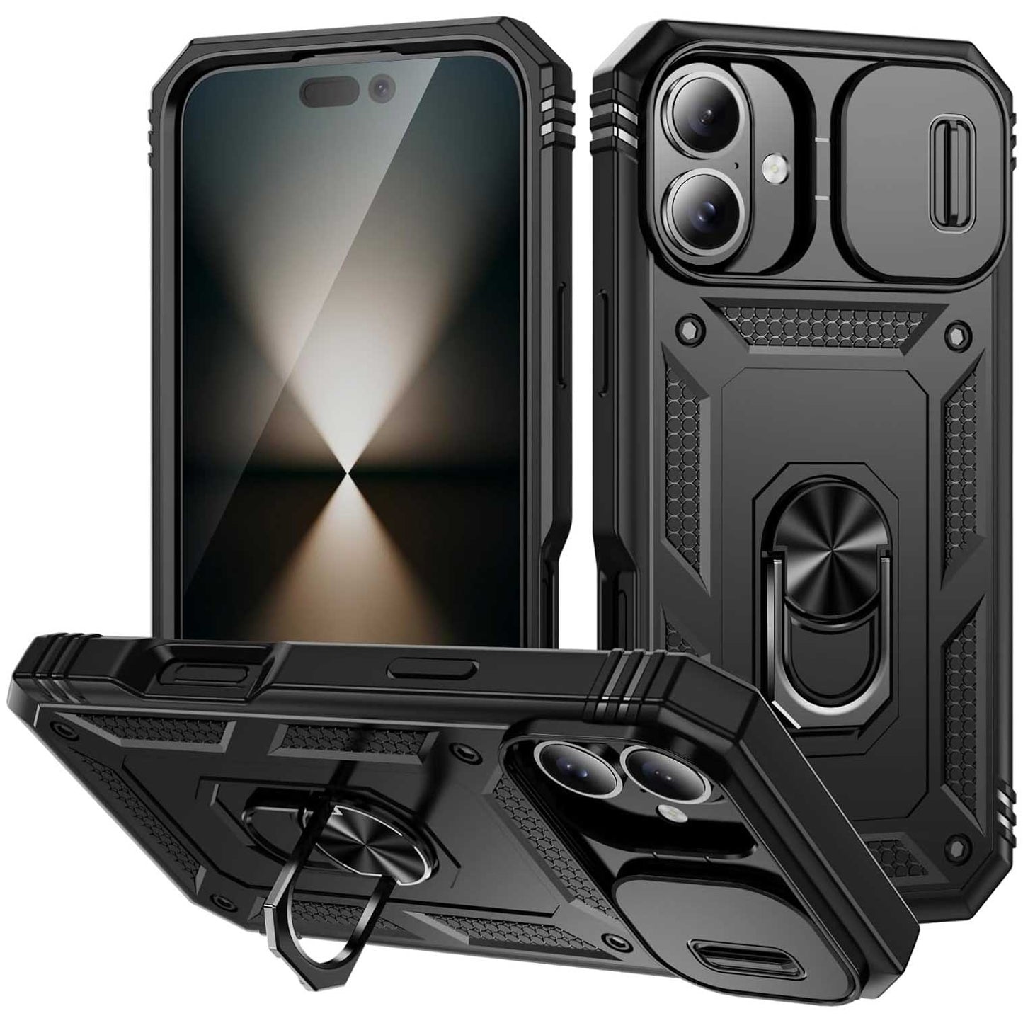 Hybrid Case Cover Metal Ring Lens Protects Kickstand Shockproof Armor  - ONXW104 2446-1