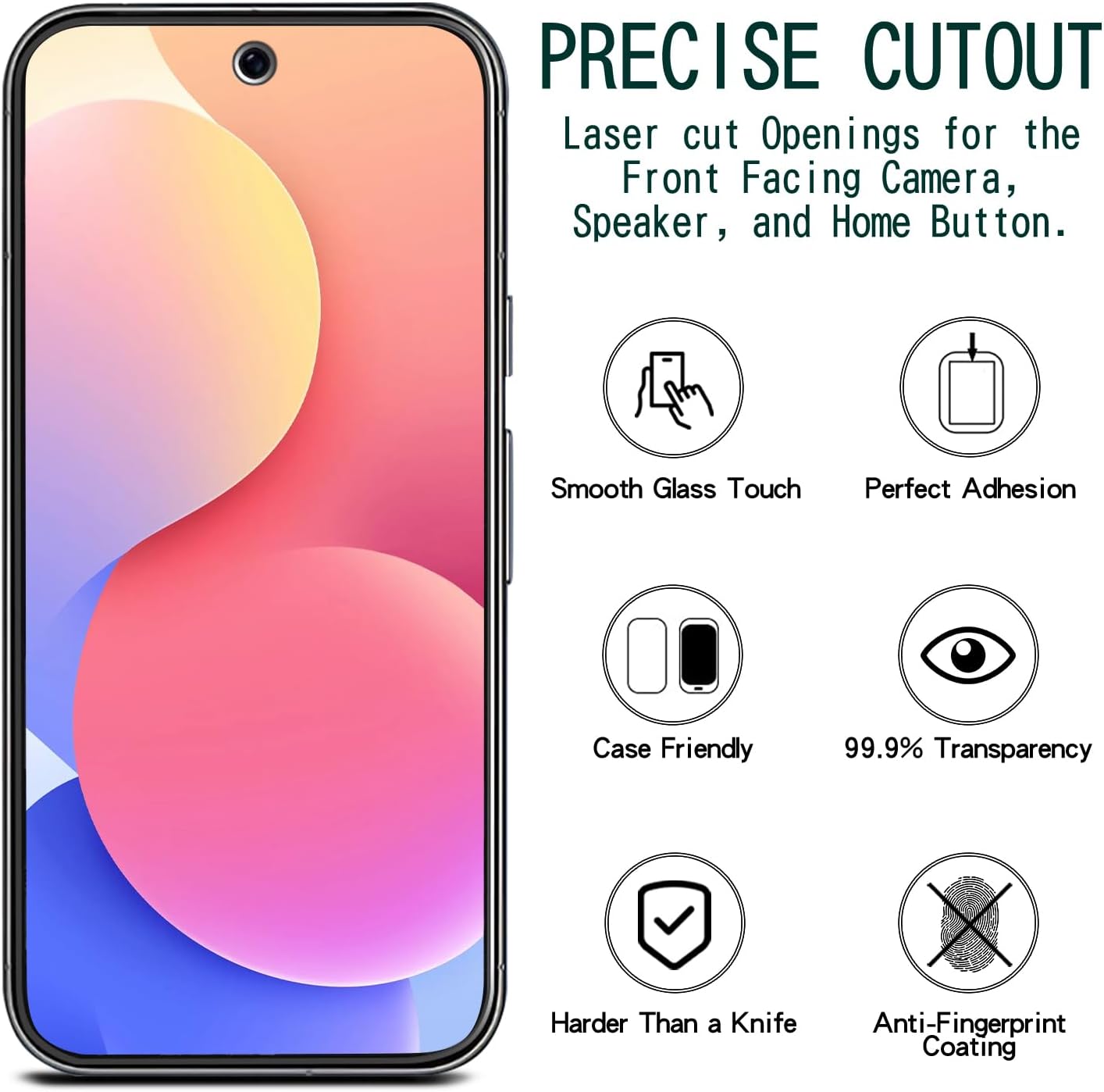 2 Pack Screen Protector Tempered Glass HD Clear Full Cover (Fingerprint Unlock) 9H Hardness  - ON2SP91 2452-2