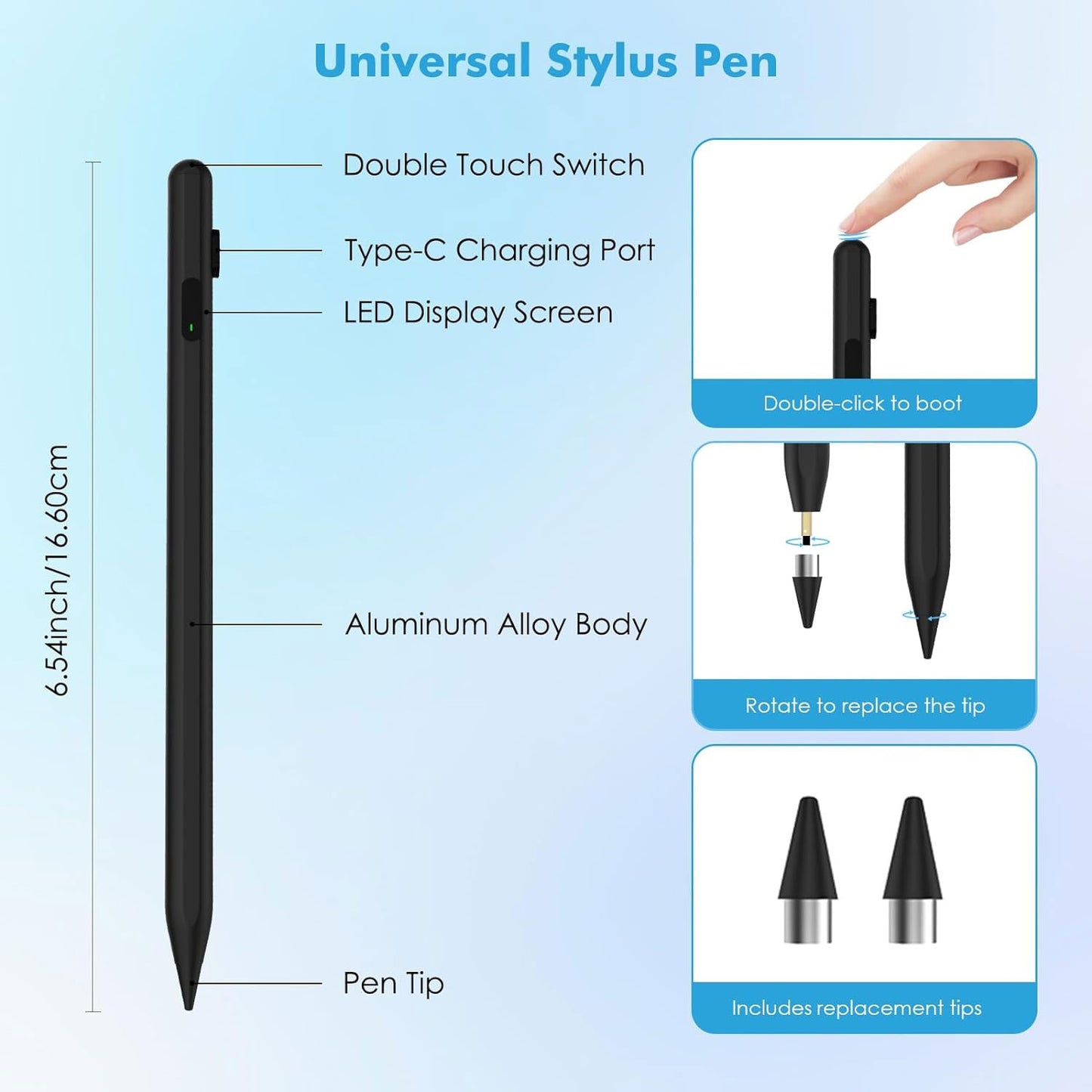 Active Digital Display Stylus Touch Pen Capacitive Rechargeable Palm Rejection   - ONV61 2098-5