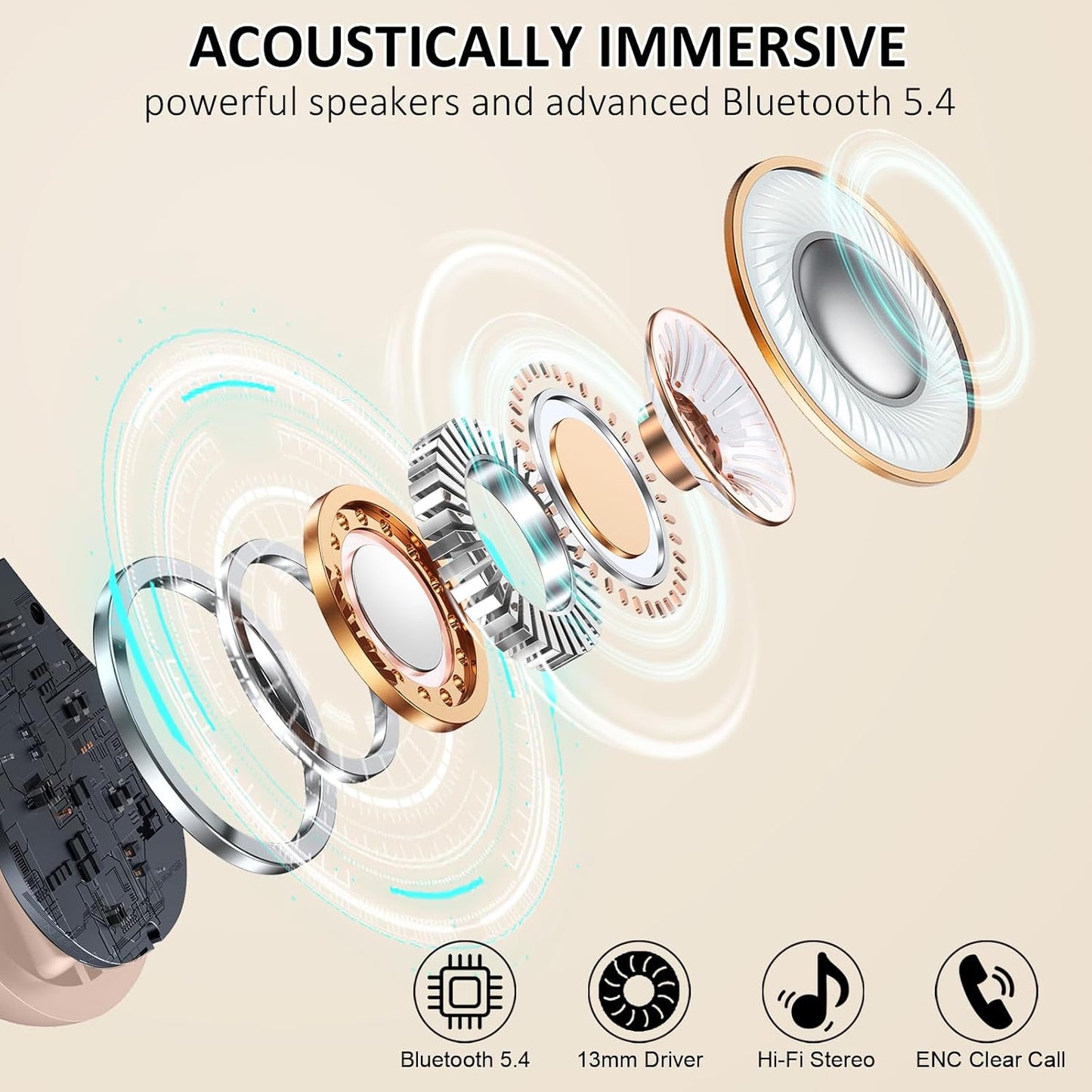 Pink Wireless Ear-hook Earphones Bluetooth Earbuds Over the Ear Headphones True Stereo Charging Case Hands-free  - ONXW267 2628-2