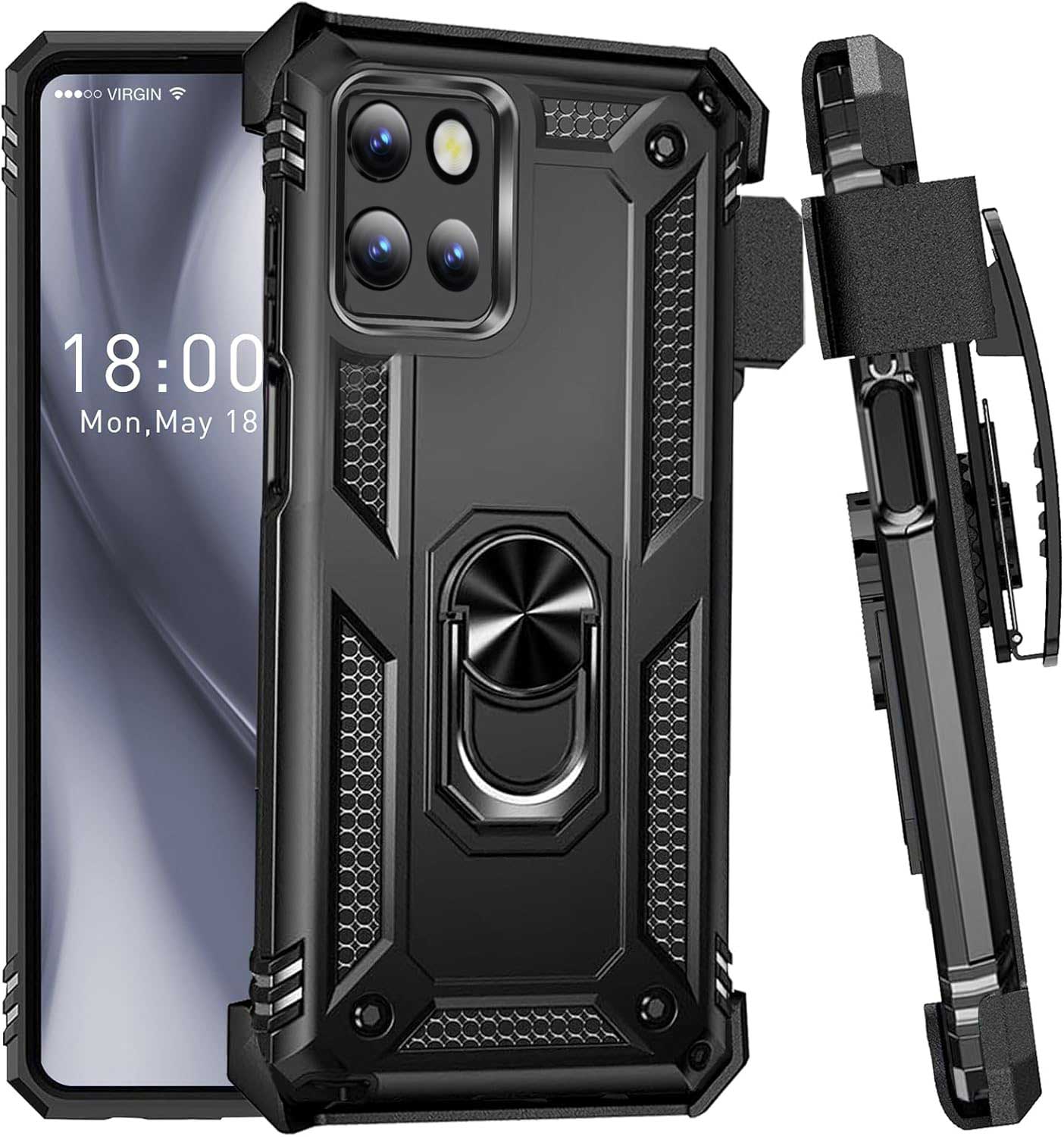 Case Belt Clip Holster Swivel Metal Ring Cover Kickstand Armor  - ONZ07 2210-1