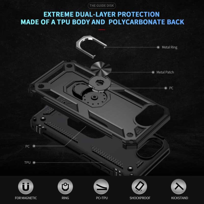 Case Belt Clip Holster Swivel Metal Ring Cover Kickstand Armor  - ONF16 2205-7
