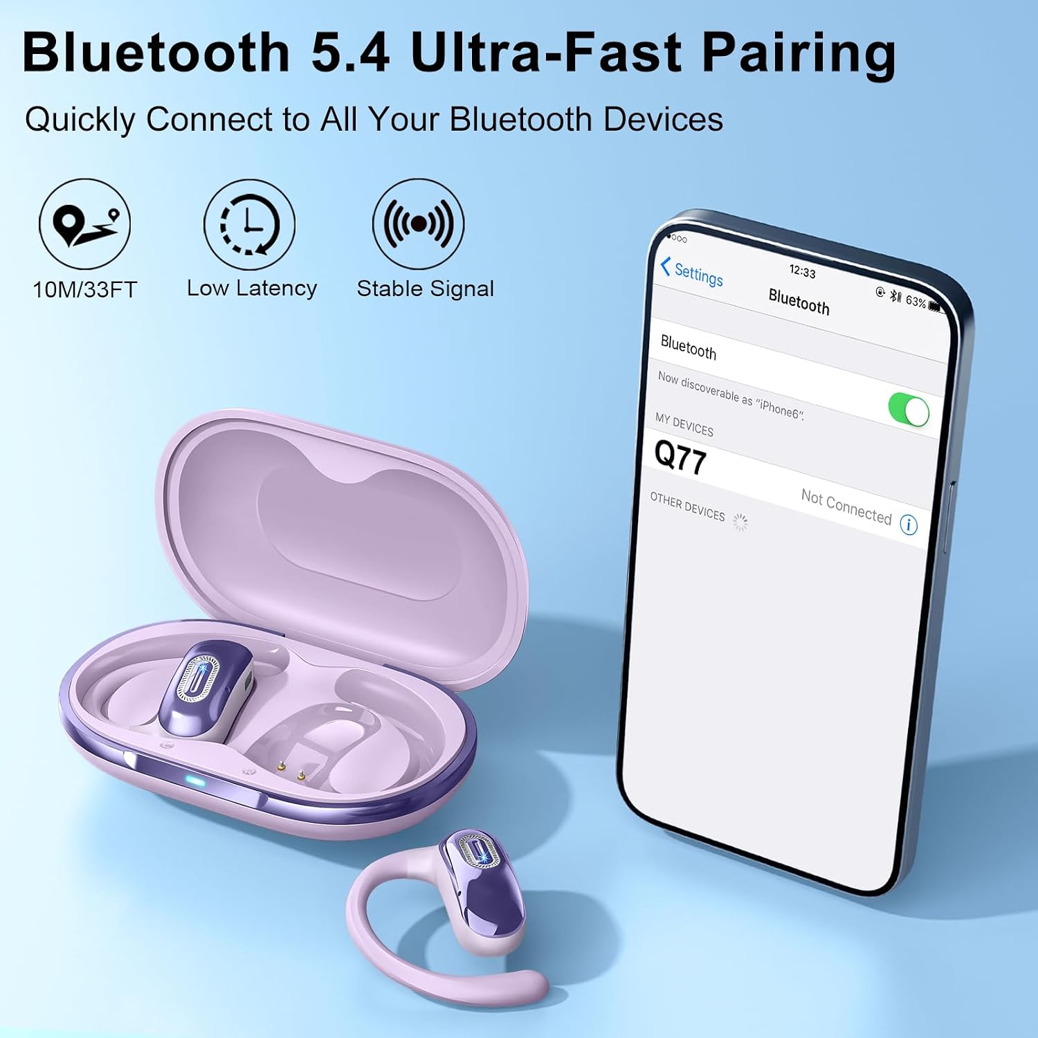 Wireless Ear-hook Open Earphones  Bluetooth Earbuds Over the Ear Headphones True Stereo Charging Case Hands-free  - ONXW224 2579-3