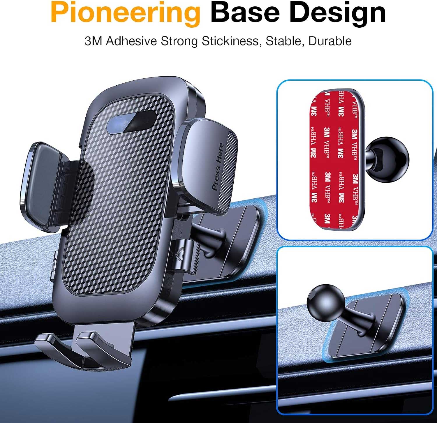 Car Mount Windshield Air Vent Adhesive Base Phone Holder Glass Cradle  - ONXW214 2564-8
