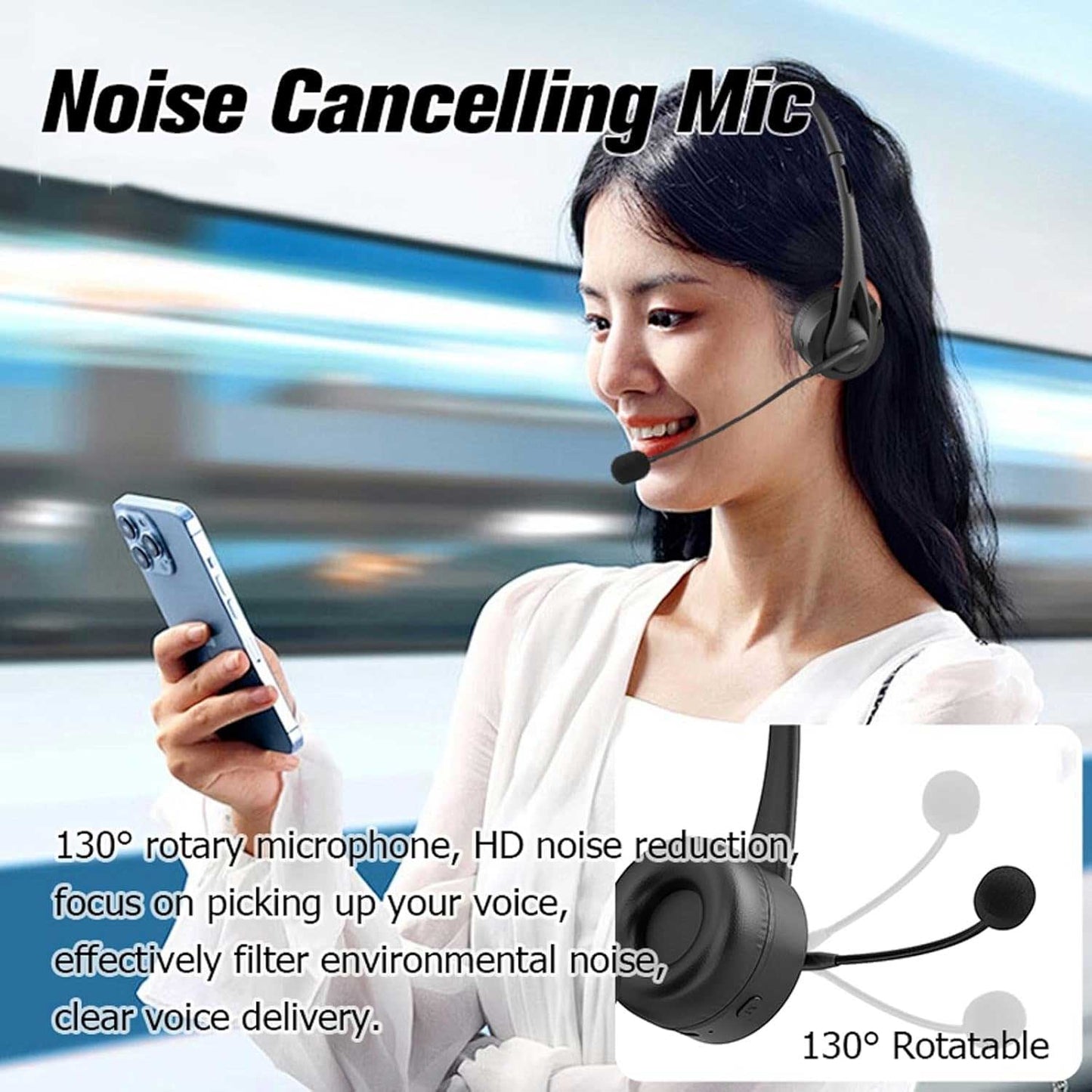 Wireless Headset Mic Headphone Bluetooth Earphone Hands-free  - ONY01 2252-3