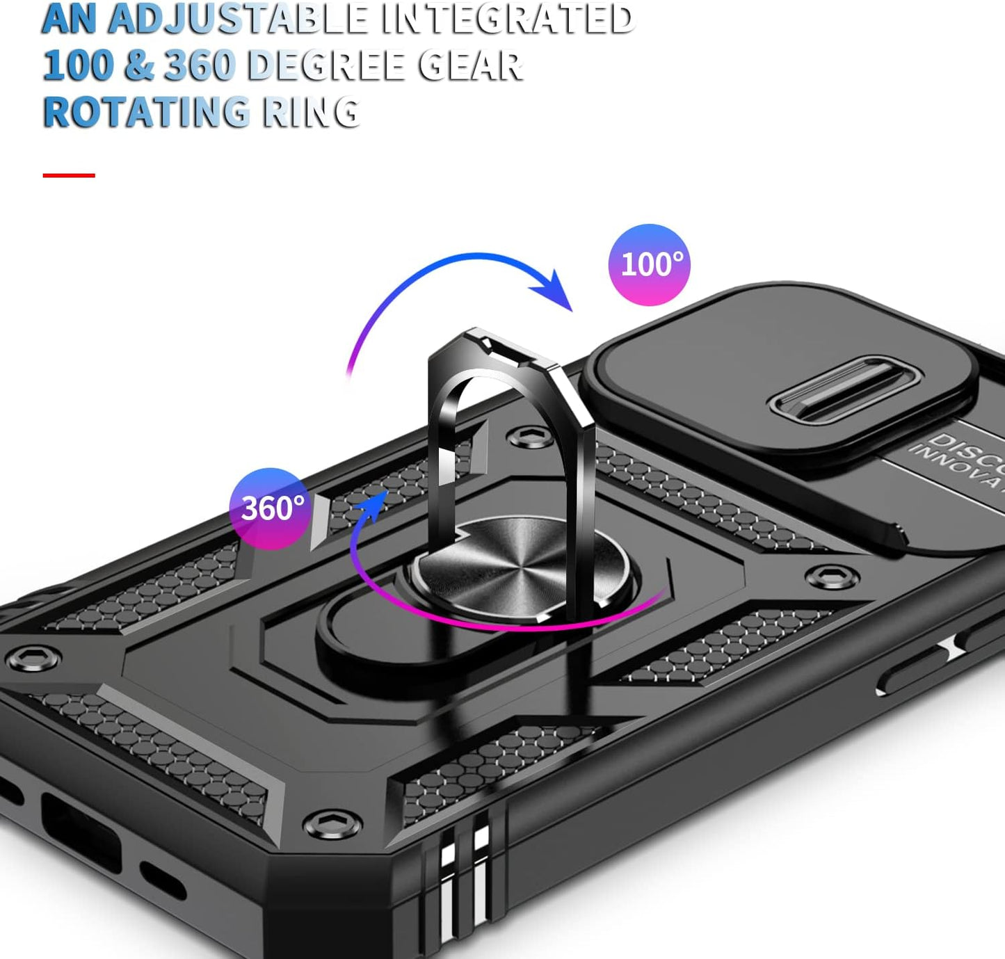 Hybrid Case Cover Metal Ring Lens Protects Kickstand Shockproof Armor  - ONXW114 2462-3