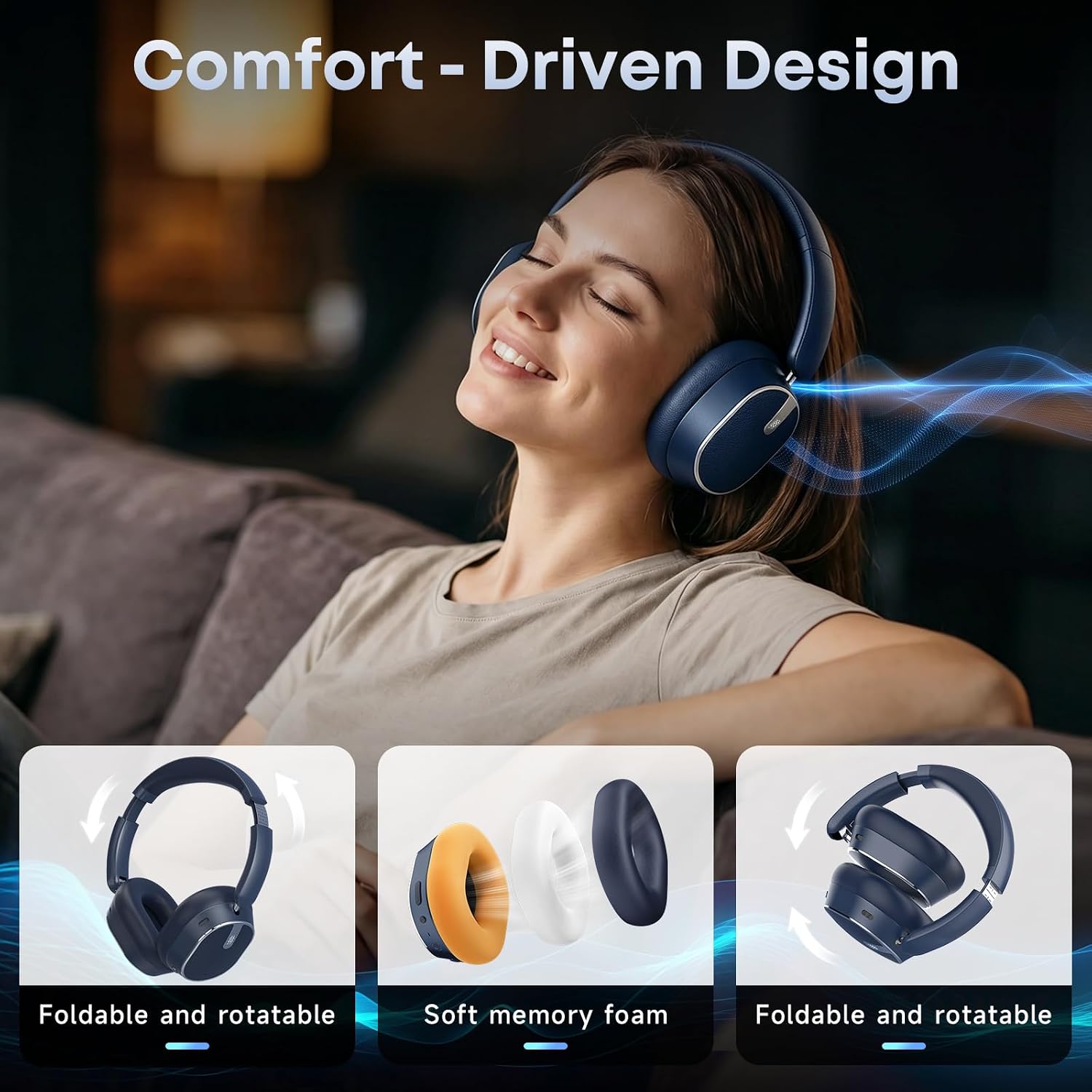 Wireless Headphones Foldable Headset w Mic Earphones Earbuds  - ONXW140 2489-7