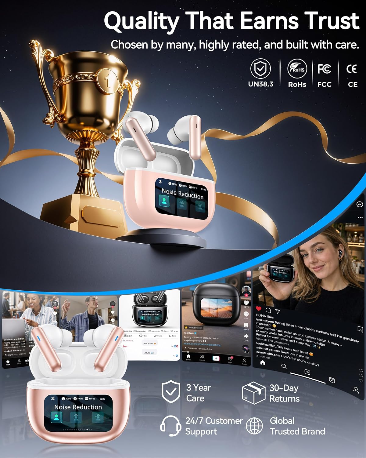 TWS Earphones Wireless Earbuds Headphone True Stereo Headset  - ONXW138 2487-3
