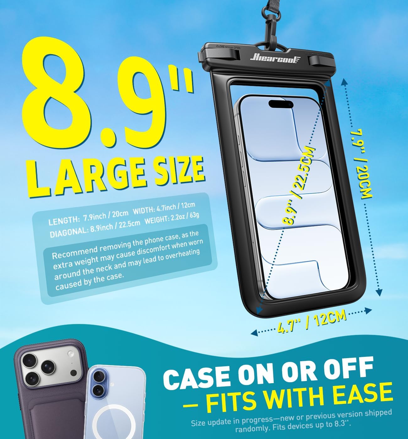 Waterproof Case 2 Pcs Underwater Bag For Pool Sea Floating Cover Touch Screen  - ONXW277 2638-3