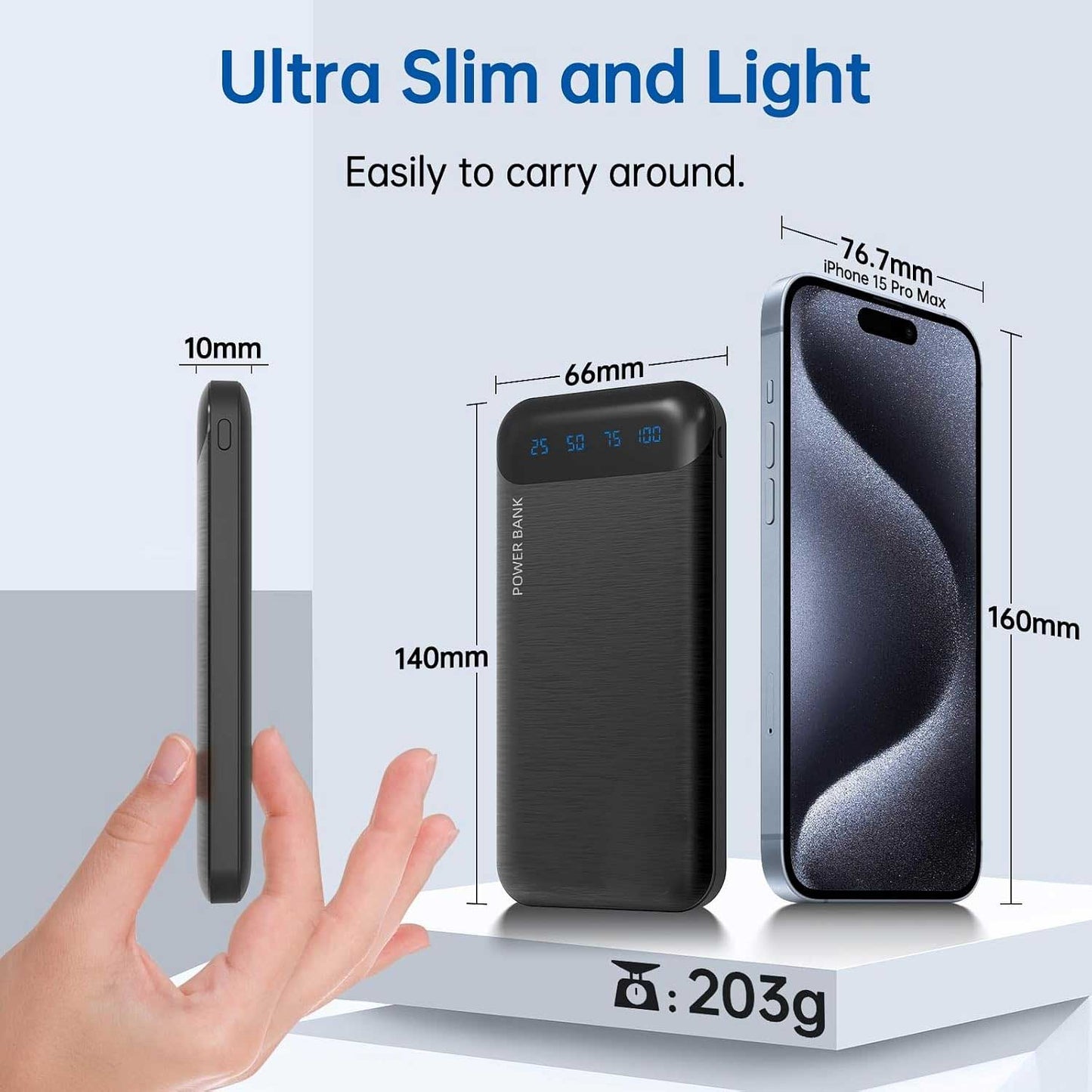 10000mAh Power Bank Fast Charge Backup Battery Portable Charger   LED Display   - ONXW13 2349-4