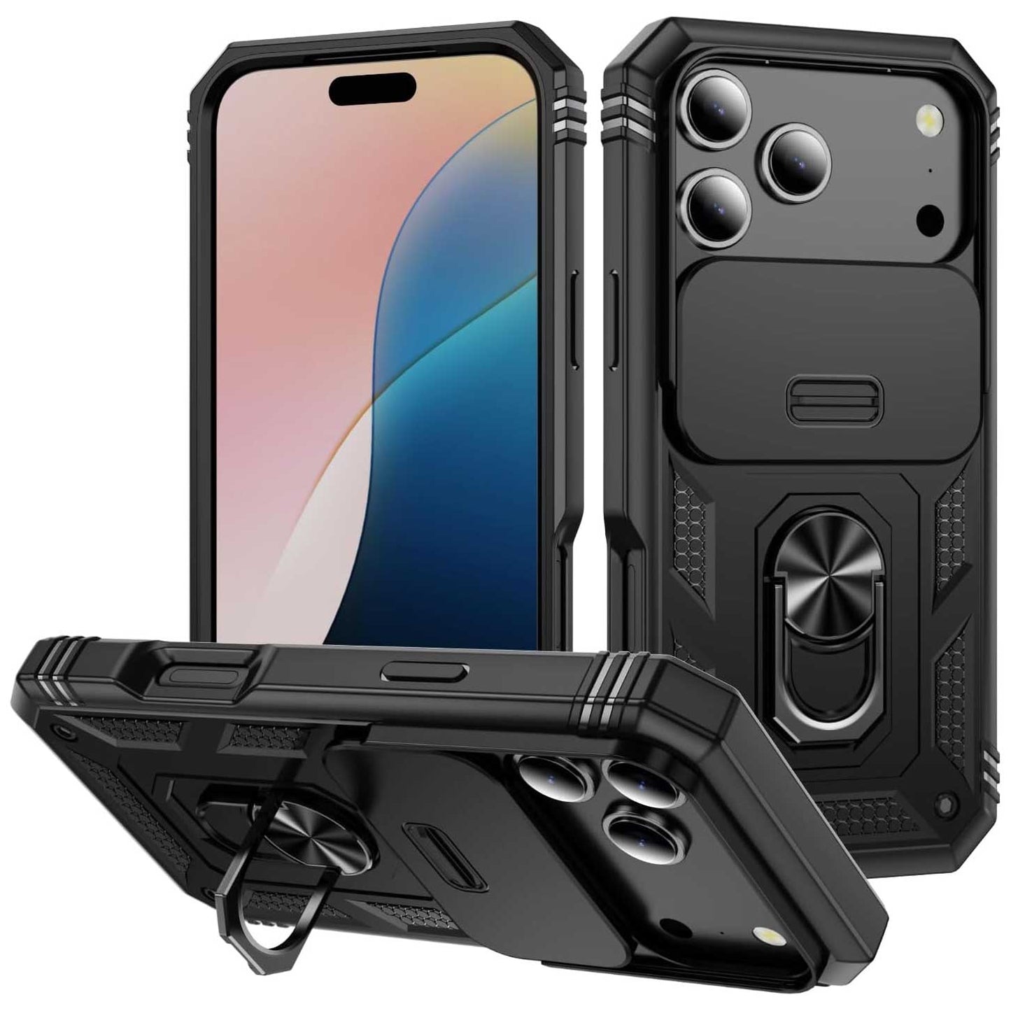 Hybrid Case Cover Metal Ring Lens Protects Kickstand Shockproof Armor  - ONXW106 2448-1